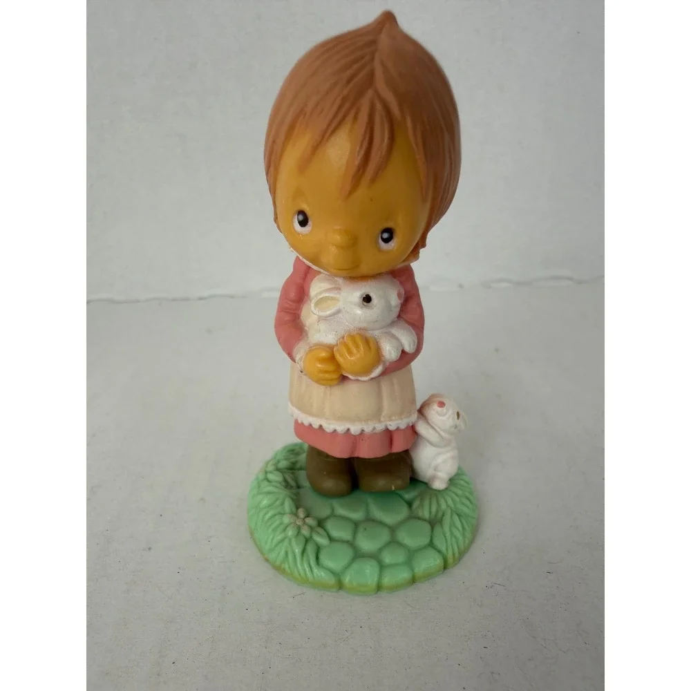 Hallmark Precious Moments Vintage 1982 Girl with Bunnies